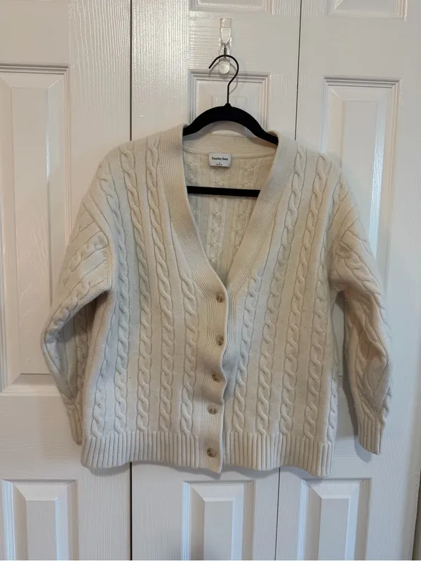 Aritzia Sunday Best Lamore Cardigan Cream Size Medium - Image 2
