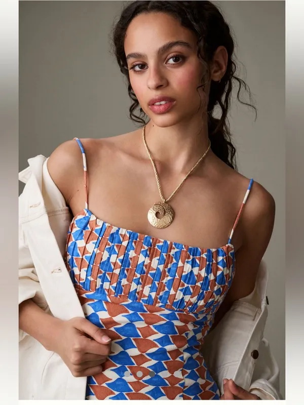 Anthropologie Maeve Ophelia Linen Mini Dress Resort Vacation Geo Print 6 - Image 12