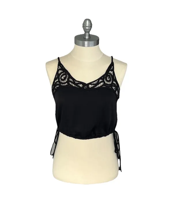 Free People Intimately Cropped Top Sz XS Black Blouson Brami Lace Cami - Image 4