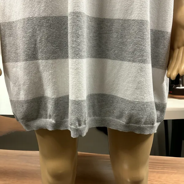 Pink Rose Premium Quality Grey White Striped Short Sleeve Knit Mini Dress Large - Image 7