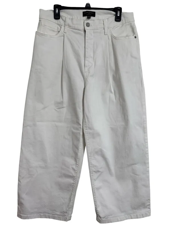 Banana Republic Factory Relaxed Hi-Rise Pleated Wide-Leg Jeans Pure White sz 31 - Image 2