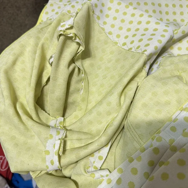 Vintage Maxi Dress 70s Yellow Polka Dot Homemade Prom Dagger Collar Mod‎ Sz S - Image 10