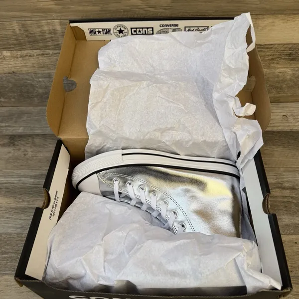 Converse Chuck Taylor All Star Hi Metallic Granite Silver A14875C US 9.5 WOMENS - Image 9
