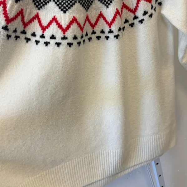 Vince Camuto Fair Isle Mock Neck Sweater Ivory Black Red Geometric Yoke 2X - Image 7