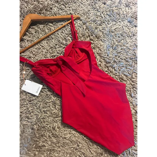 QUINCE Italian Underwire One Piece Swimsuit NWT Cherry Red Size XS SLOW FASHION - Image 5