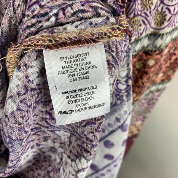 Crosby Mixed Print Long Sleeve Rayon Peasant Blouse Medium Purple - Image 8