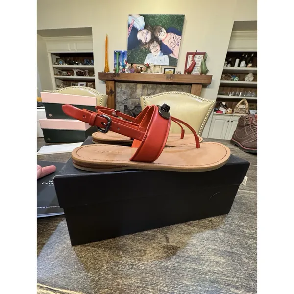 COACH Gracie Swagger Sandals Women's US Size 6M Carmine Red - Image 7