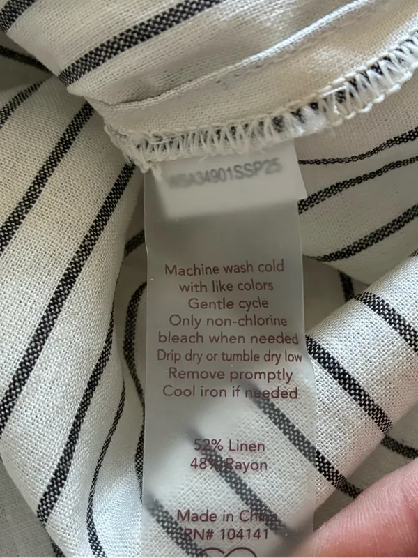 Calia Swim Coverup Dress Yucatan Stripe Ivory Linen Blend Button Down NWT Medium - Image 13