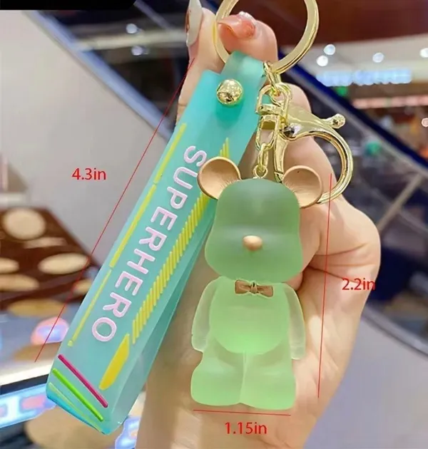 Bear Acrylic Transparent Keychain…Color: Green - Image 2