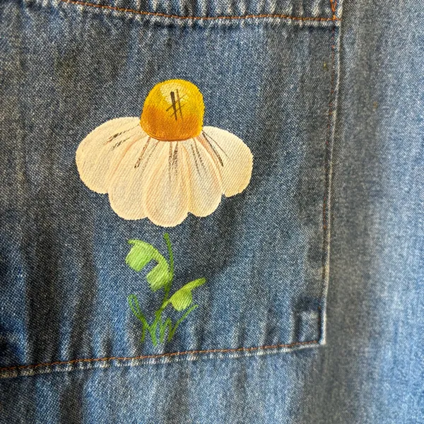 Vintage RAMA of USA‎ Women’s Dress Maxi Denim Boho Daisy Jean 100 % Cotton Large - Image 4