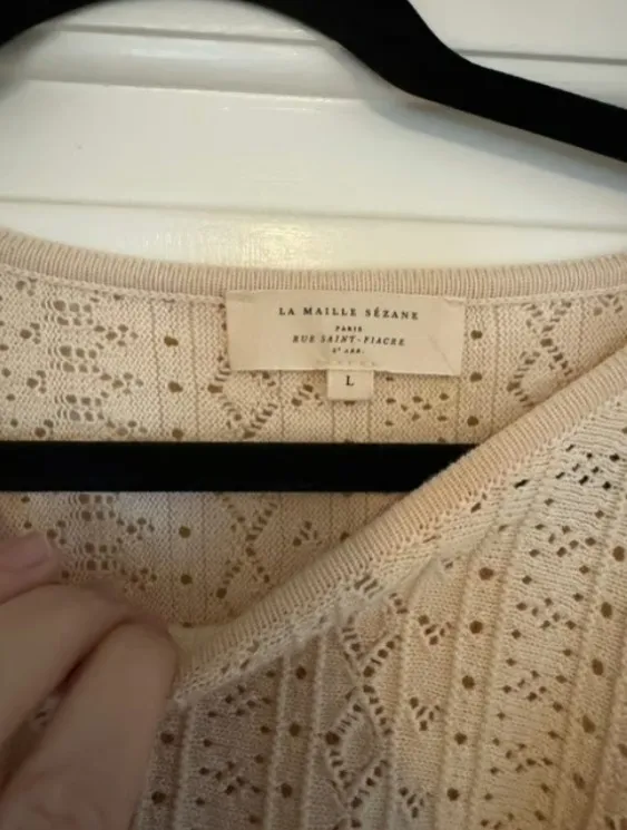 SEZANE Manuela Jumper Cardigan Top Shirt Natural Size L Large - Image 4
