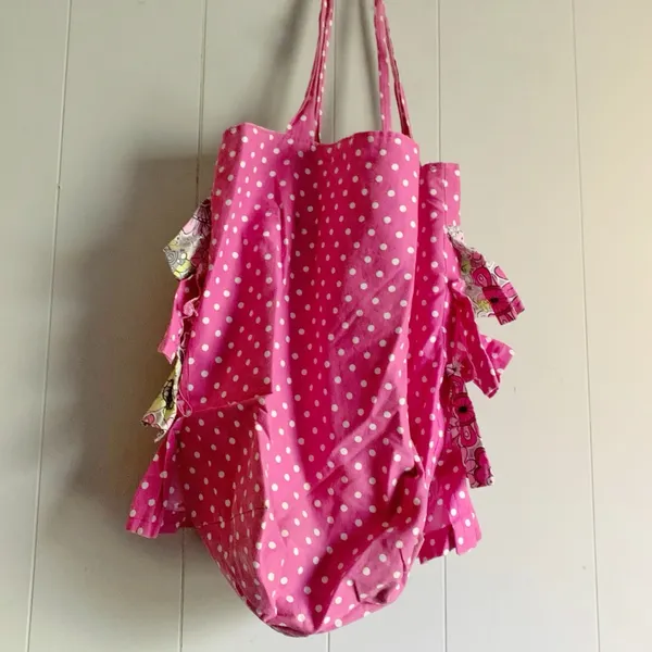 Handmade Pink Ruffled Tote Bag - Image 2
