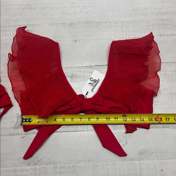 Women High Waisted Swimsuit Organza Ruffle Bikini Twist Front Bathing Suit - Image 7