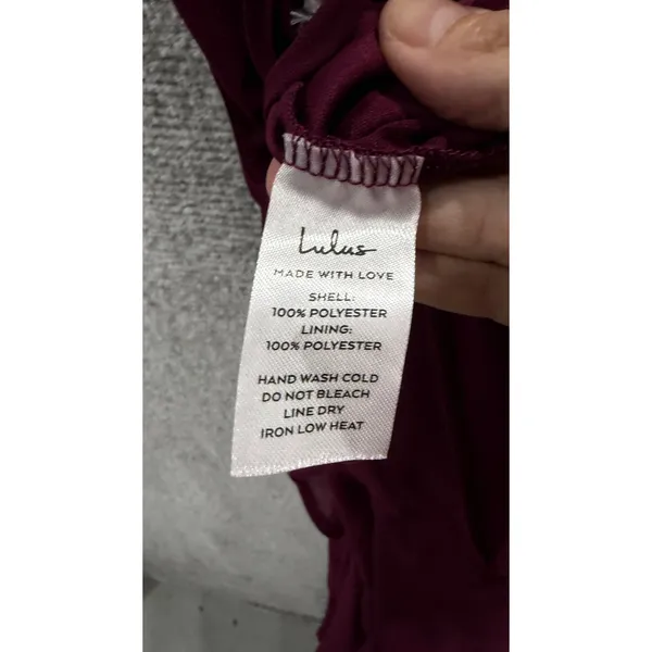 Lulus Women Maxi Dress S Burgundy Cascading Ruffles Lace Up Back 66642 - Image 5