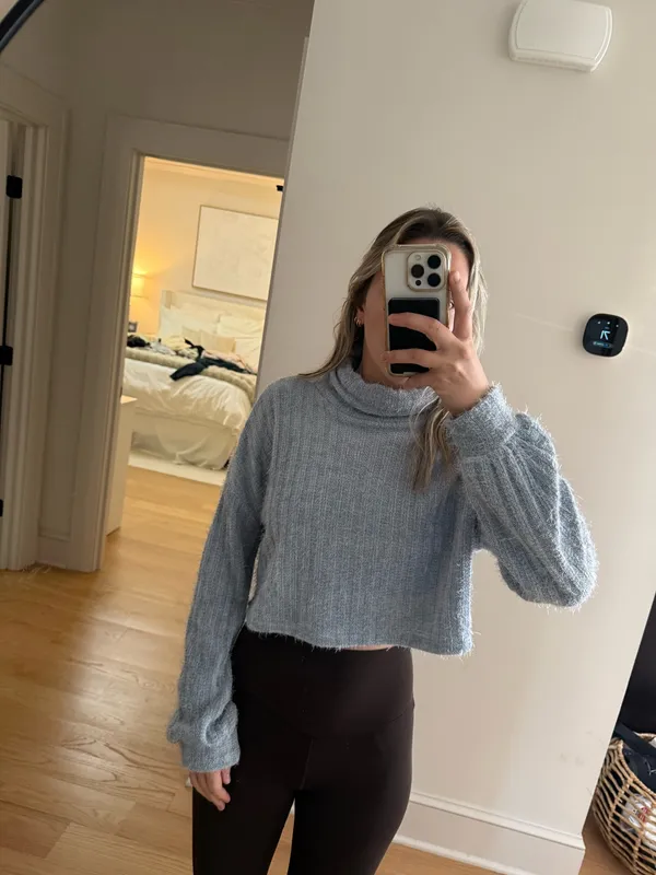 Princess Polly Blue Turtleneck Cropped Sweater - Image 4