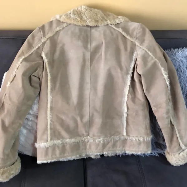 WILSONS LEATHER Tan Suede and Faux Fur Coat Size M - Image 3