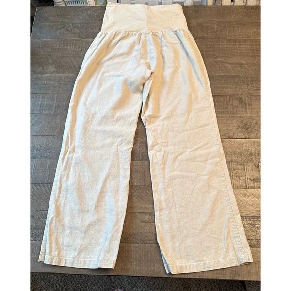 Just Living Women's Beige Wide Leg Linen Casual Pants Size Small - Image 7