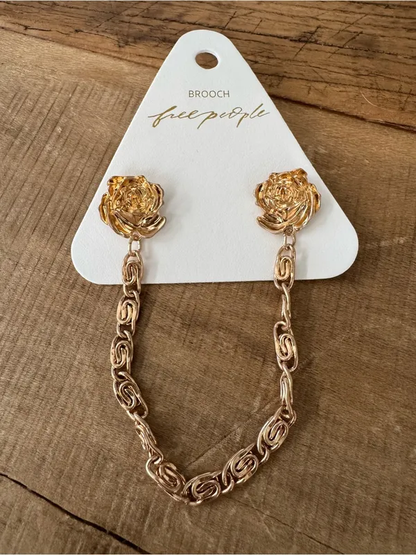 NEW Free People Gold Chancellor Star Pin Brooch Rose - Image 5