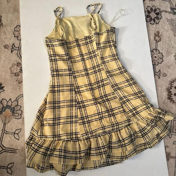 Altar'd State Yellow Plaid Mini Dress Clueless Preppy Y2K Ruffle Hem - Image 2