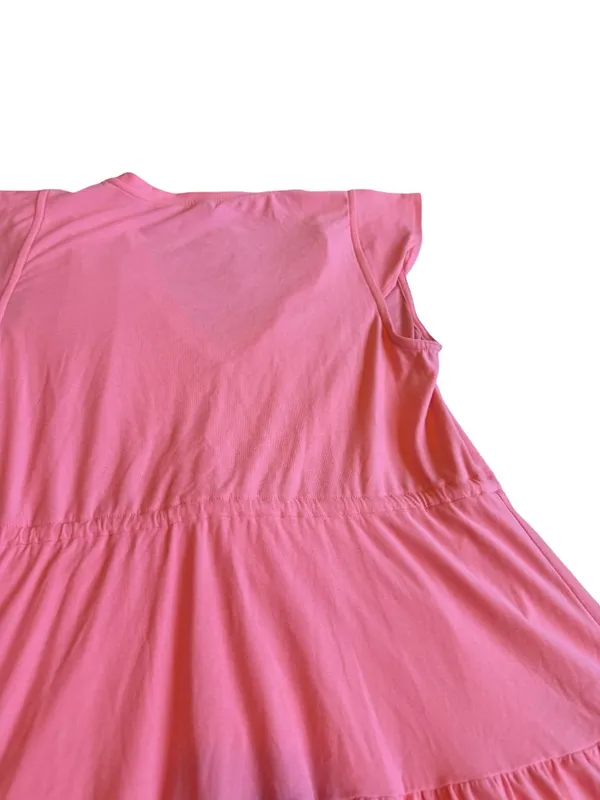 Beyond Yoga Featherweight Out & About Ruffle Mini Tier Dress Coral Size Medium - Image 12