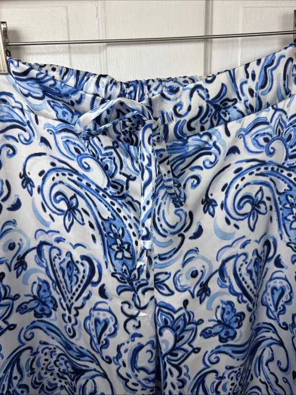 Talbots Satin Wide Leg Silky Pants in Floral Painted Paisley W2387 Plus Size 1X - Image 5