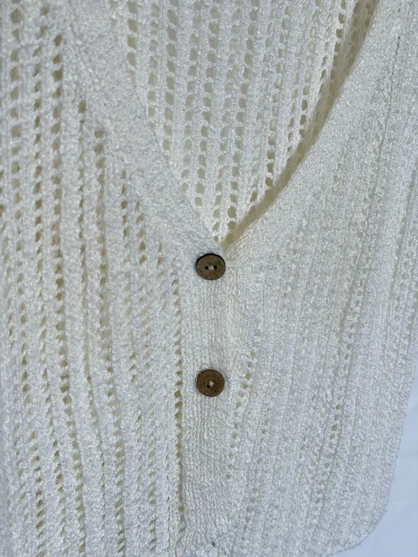Miss Love White cream crochet vest with button front - Image 3