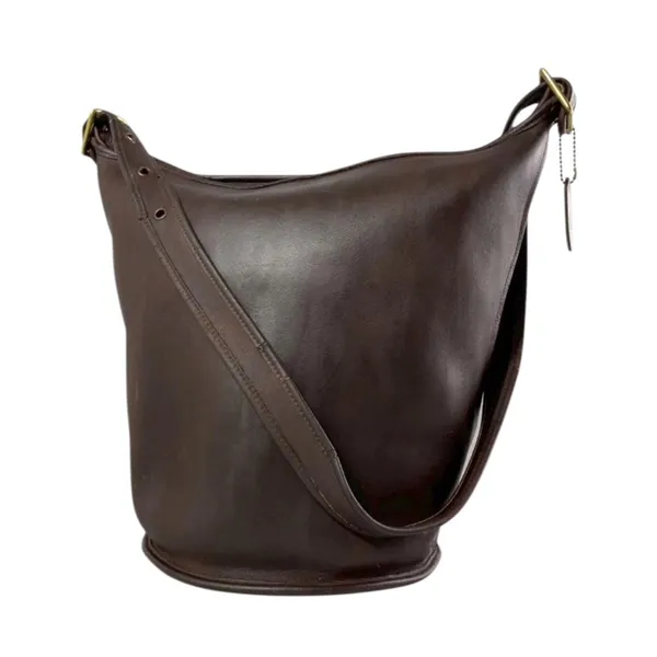 VINTAGE COACH Mahogany Leather Duffle Sac XL Crossbody Bucket Bag USA 9085 COA - Image 2