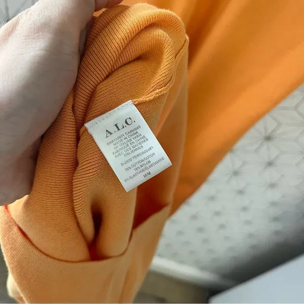 ALC Frank Orange Ribbed Midi Dress - Image 6
