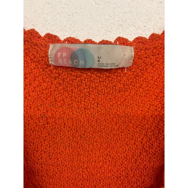 Free People FP Beach Sz L Orange Emma Fauxchet Knit Sleeveless Boho Midi Dress - Image 6