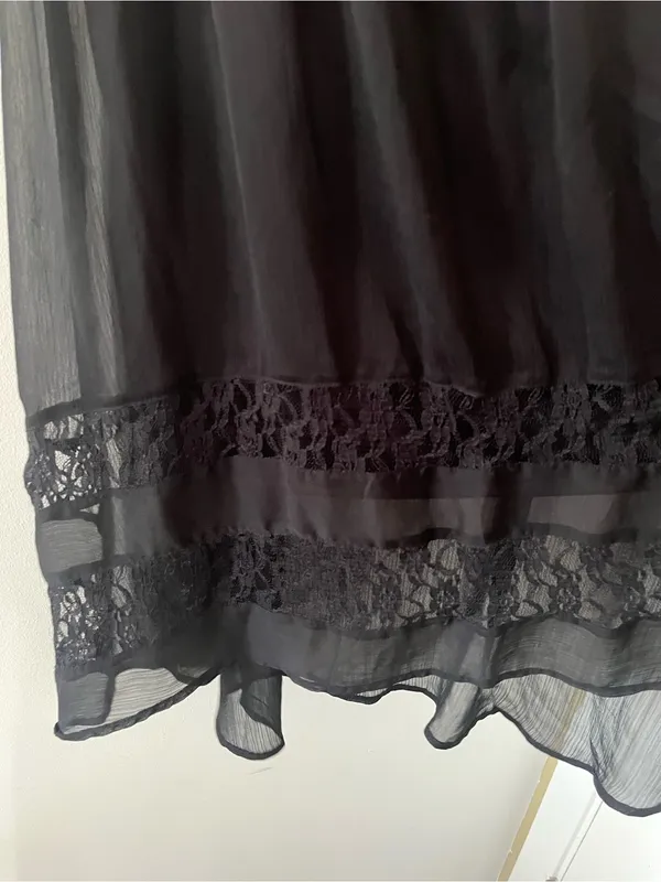 NWT Mudd Black Chiffon Lace Midi Dress Medium Romantic Y2K Evening Feminine - Image 4