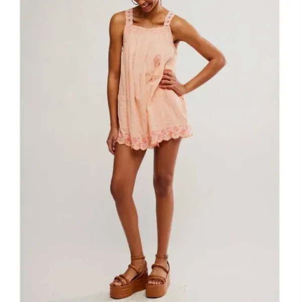 FREE PEOPLE new with tags Latecia Embroidered Mini / Spring Melon - small - Image 5