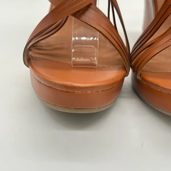 Diviana Sandal Womens 8.5 Brown Kealie Criss Cross‎ Cut Out Platform Wedges NEW - Image 6
