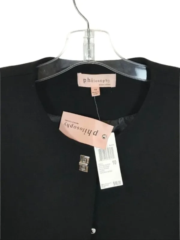 NWT Philosophy Size 10 Black Cropped No Collar Blazer Jacket NEW - Image 2
