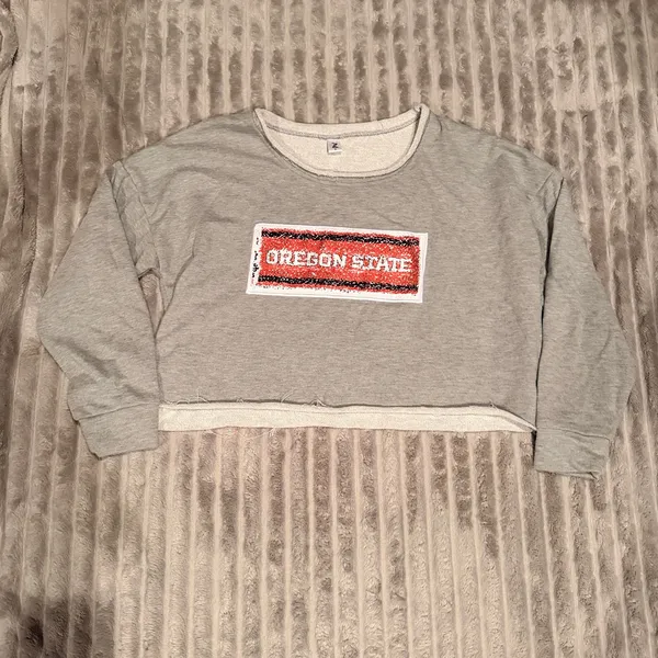 Oregon State Beavers‎ Sequin Flip Crop Sweatshirt Gray XL - Image 2