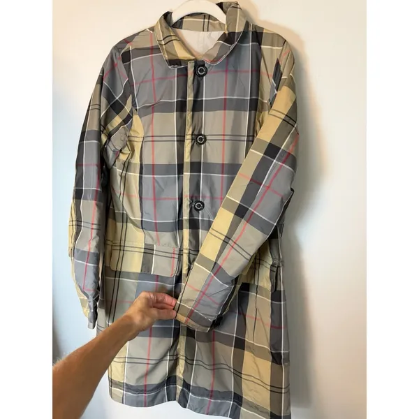 Barbour Babbity Reversible Waterproof Jacket Womens US 6 Tan/plaid NEW READ - Image 13
