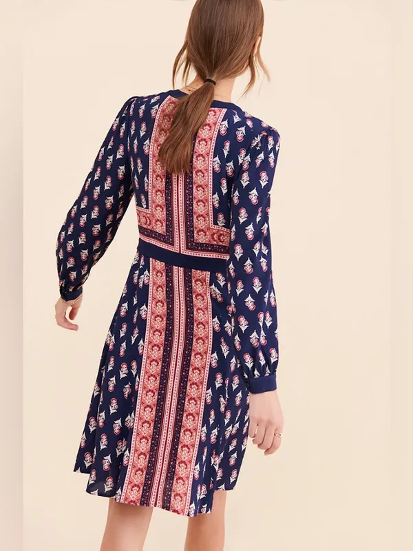 Gal Meets Glam Woodblock Print Button Front Midi Dress Size 10 - Image 4
