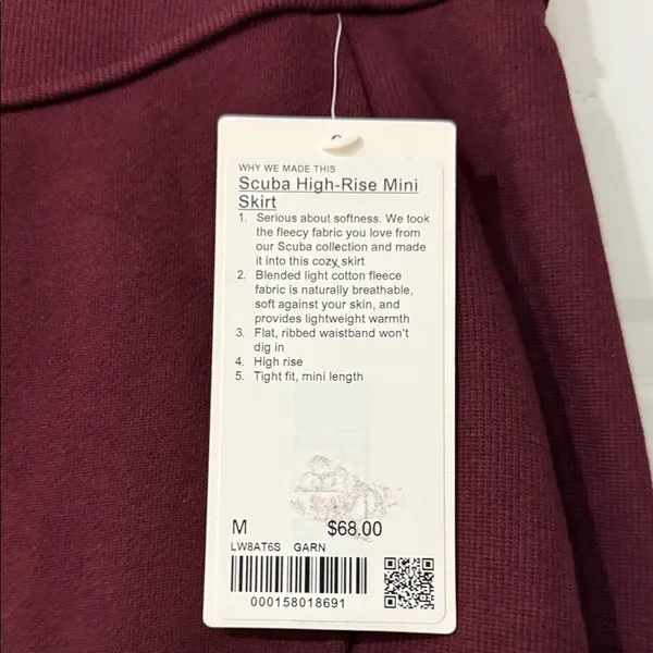 Lululemon Scuba High-Rise Mini Women's Burgundy Skirt size M - Image 5