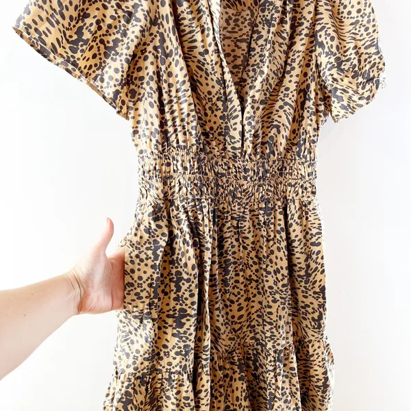 Anthropologie Somerset Short Sleeve Mini Dress in Leopard Print Brown Black M - Image 6
