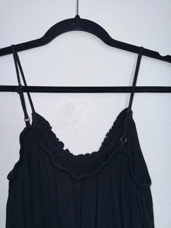 Maurices Studded Gauzy Swing Tank Top Solid Black Cami Boho - Image 6