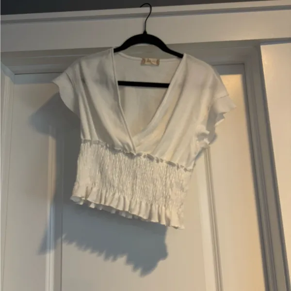 Altar'd State White Smocked Ruffled Blouse - Image 4