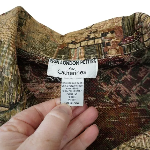 Vintage Tapestry Jacket Cafe Scene Button Up Boho Art‎ Print Retro 90s Style 20P - Image 3