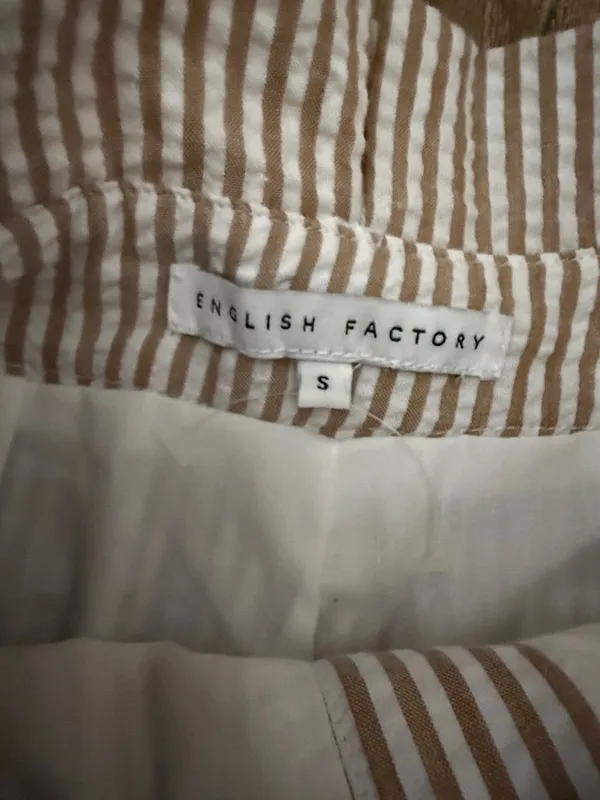 English Factory Tan & White Stripe Wide Leg Pants - Image 2