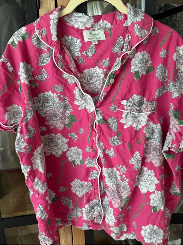 Crafted by mahogany dahlia pajamas set shorts sleeve shirt button down cotton - Image 5