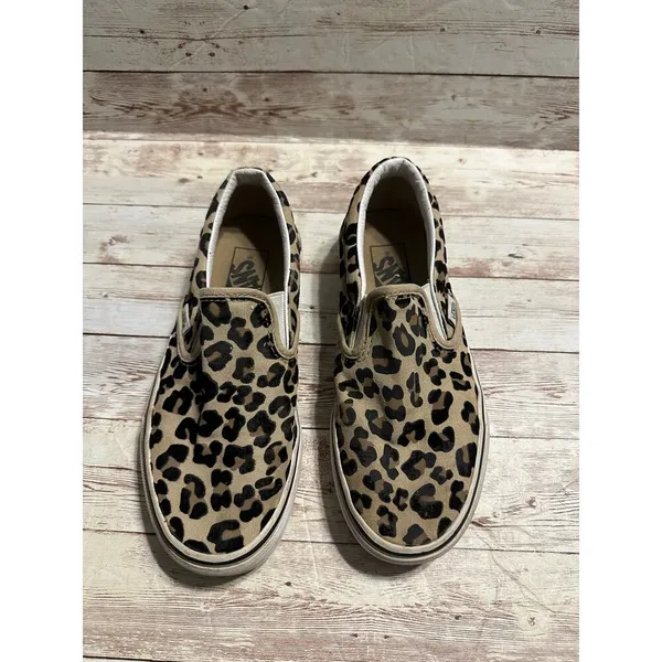 Vans Slip On Sneakers Women's Size 6 Leopard Animal Print Canvas Shoes Comfy - Image 4