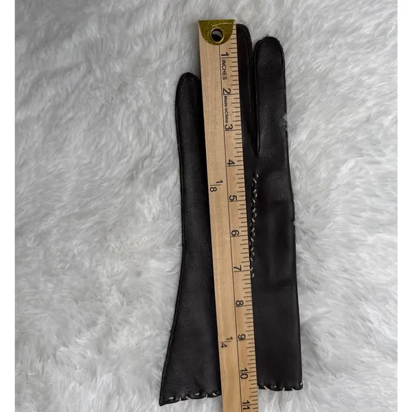 1970s Brown Deerskin Leather Gloves Contrast Whipstitch Size 7 - Image 9