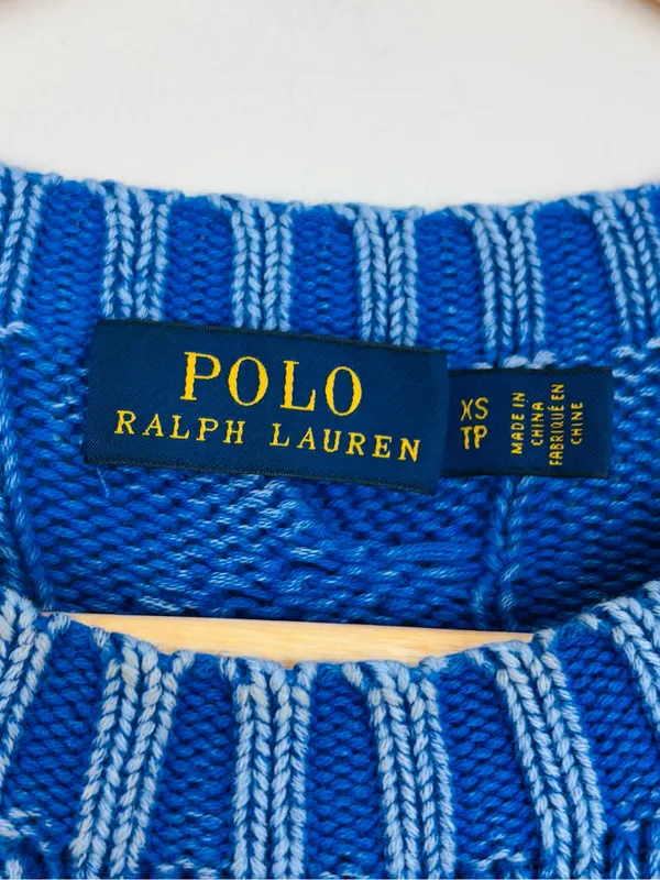 Polo Ralph Lauren blue sunwashed classic cotton cable knit crewneck sweater. XS - Image 5