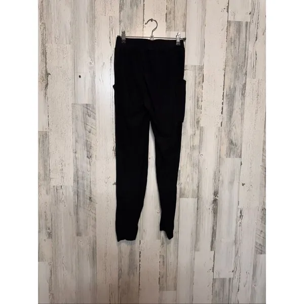 Black Jogger Pants Womens XS Elastic Drawstring Waist Soft Knit Sweatpants with - Image 4