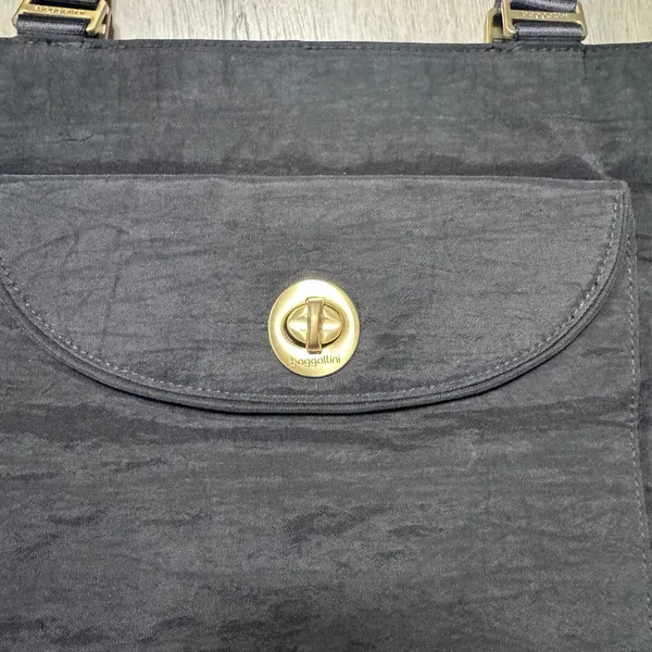 Baggallini La Paz Tote Black‎ Nylon Crossbody Bag Gold Hardware Travel Everyday - Image 2