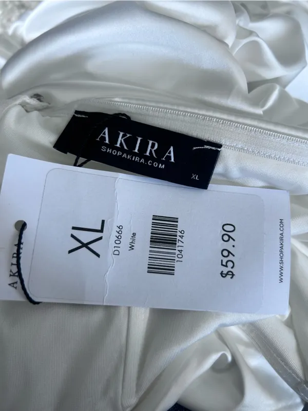 NWT Akira White‎ Strapless Ruched Satin Mini Dress Size XL - Image 4