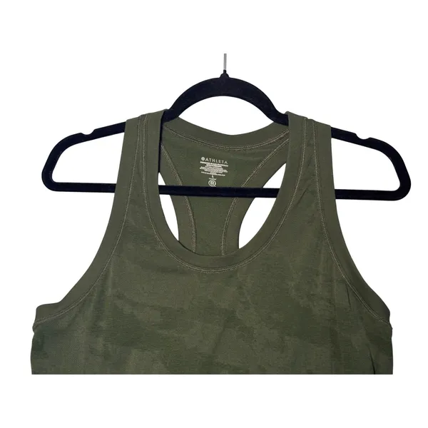 Athleta Womens Speedlight Camo Tank Top L Green Seamless Racerback Athleisure - Image 5